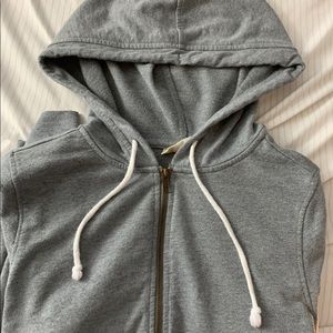 super comfy grey zip up hoodie!